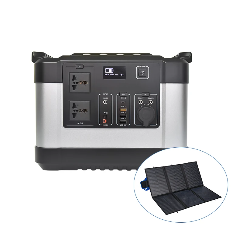 
200W Foldable Solar Panel And 1000W Portable Power Station For Outdoor Camping 