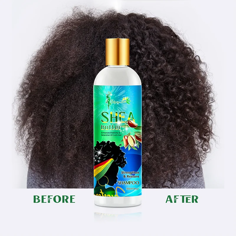 Factory Custom Logo and Packaging Reduces Hair Loss Organic Hair Growth Shea Butter Shampoo for All Hair Types