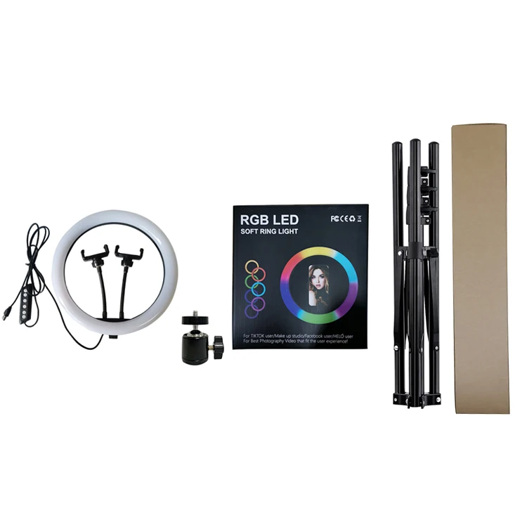 12 inch video LED Selfie Ring light RGB dimmable Ring phone light with 1.6m Tripod Stand for Live Stream YouTube
