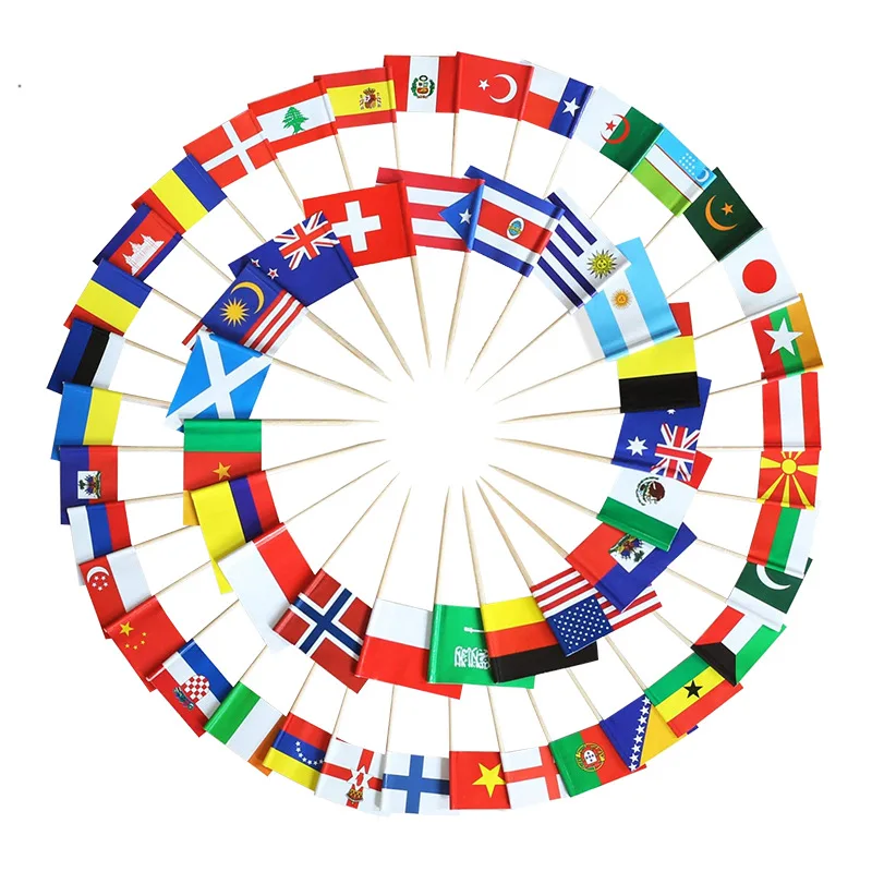 2024 Custom Flag Wooden Food Mini Burger Cocktail Toothpicks Flags