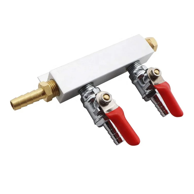 3/8 barb 2 way Gas manifold, homebrew CO2 Gas Distribution Block Manifold Kegerator Splitter