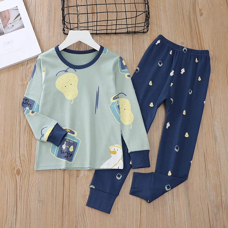 OEM High Grade Quality100% Cotton Autumn And Winter Two Piece Pyjama Kids Pajama Set
