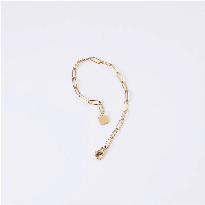 Sland Checkered Thick Stainless Steel 14k Gold Plated Bracelet