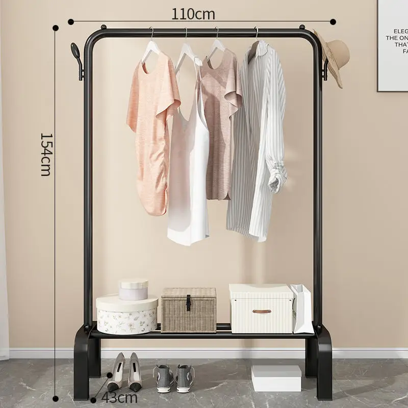 Wholesale Metal Display Stainless Steel Rolling Household Clothes Rack With Top Rod And Lower Storage Shelf