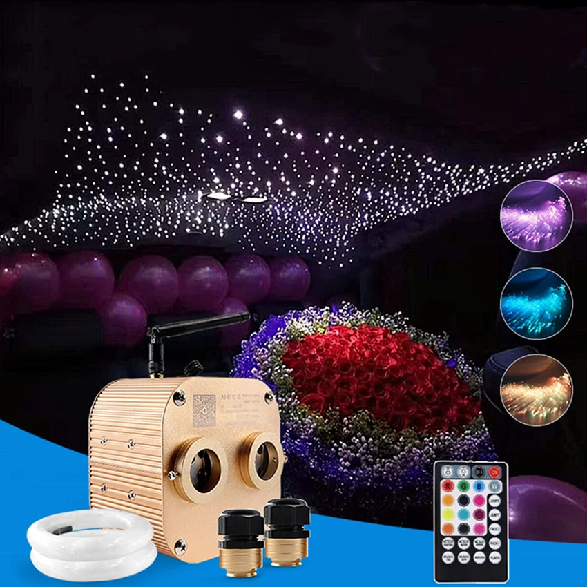 customized 12v 20w RGBW mobile APP  twinkle light engine+0.75mm 900pcs 3m/pcs fiber optic starlight kit for car ceiling