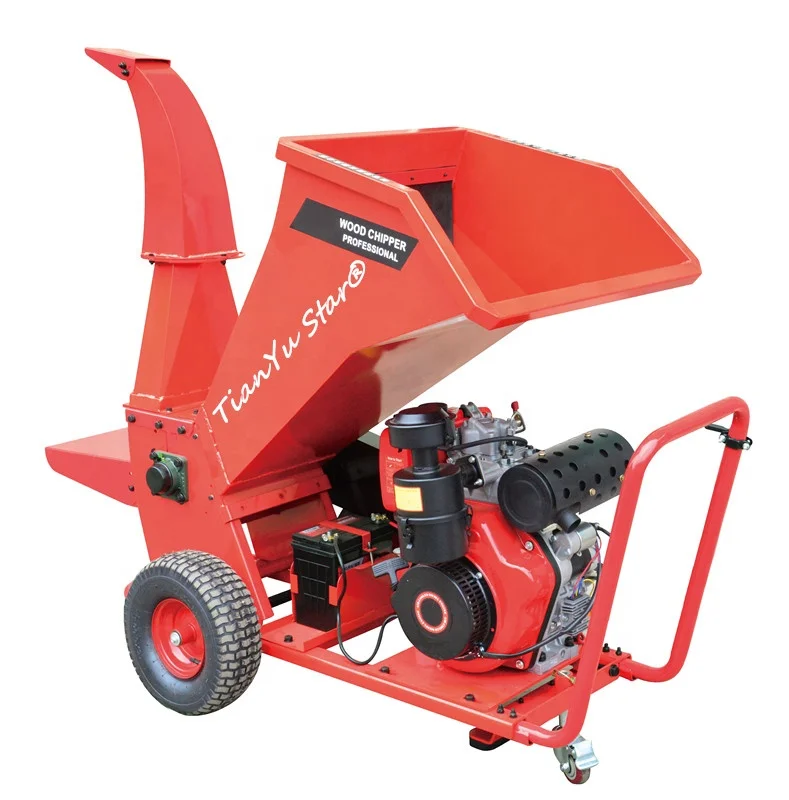 Forest machinery 15 HP 499ccDiesel Engine Powered ATV Drum Wood Chipper Shredder Machines