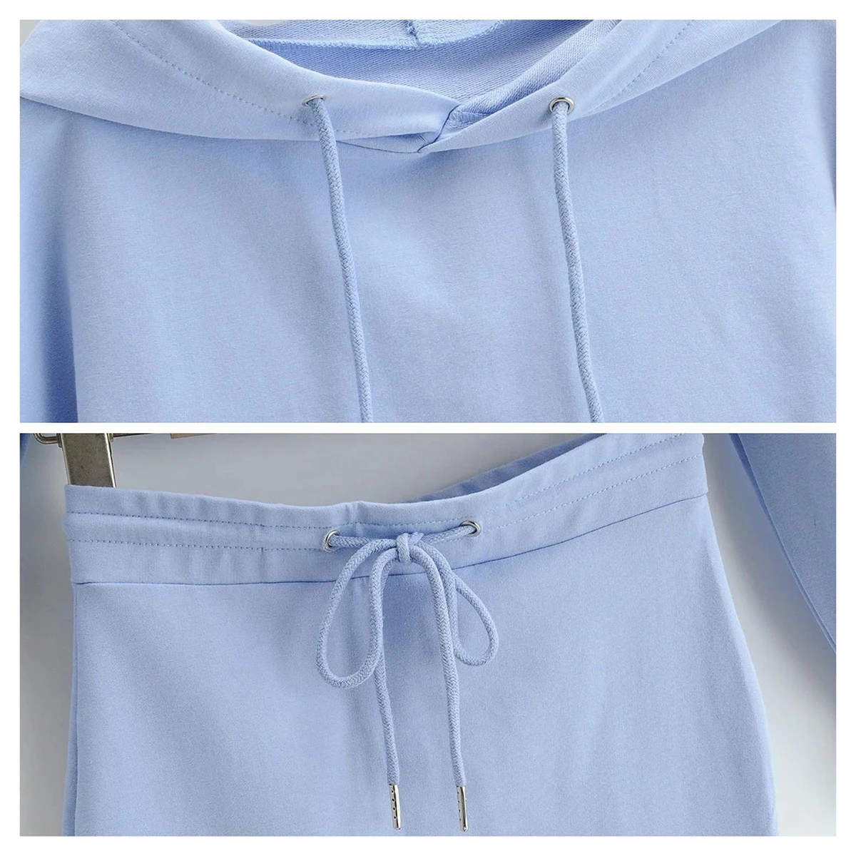 Spring Fashion Long Sleeve Crop Top Hoodie And Mini Skirts Set Two Piece Skirt Sets Women Outfits Casual Solid Color Dress Set