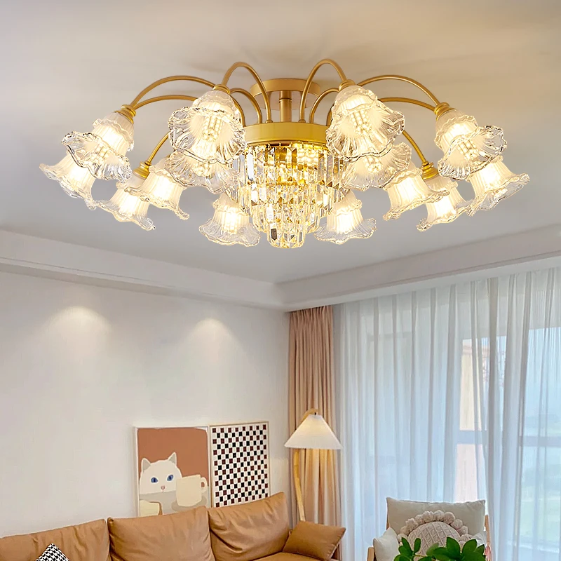 Dining room Nordic minimalist living room chandelier modern light luxury bedroom ceiling  crystal lamp