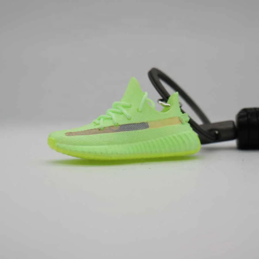 
3D mini sneaker keychain wholesale price with leather strap lanyard 