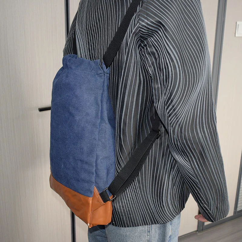 Evercredit Unisex Heavy Duty Cotton Canvas Drawstring Backpack Waterproof Foldable Gym Bag Nylon duffle bag Travel Outdoor Usage