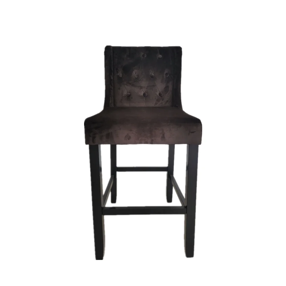 Modern Velvet wooden Legs Bar Stool High Bar Chair Stool Counter Stool