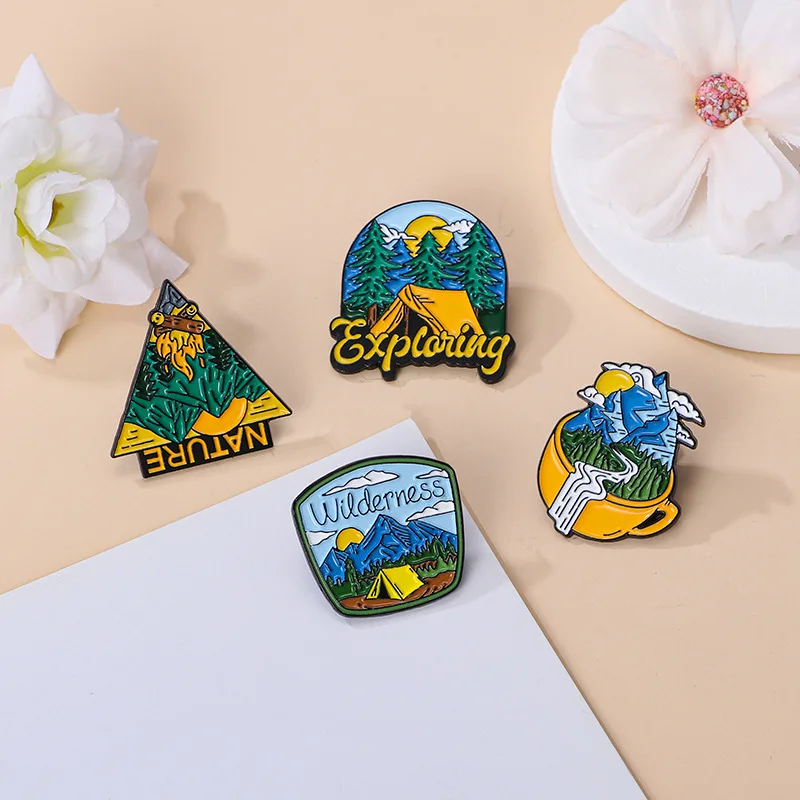 Customized Brooch Pin Outdoor Camping Badge Travel Souvenir Personality Backpack Buckle Decoration Custom Pins Metal Logo Badges