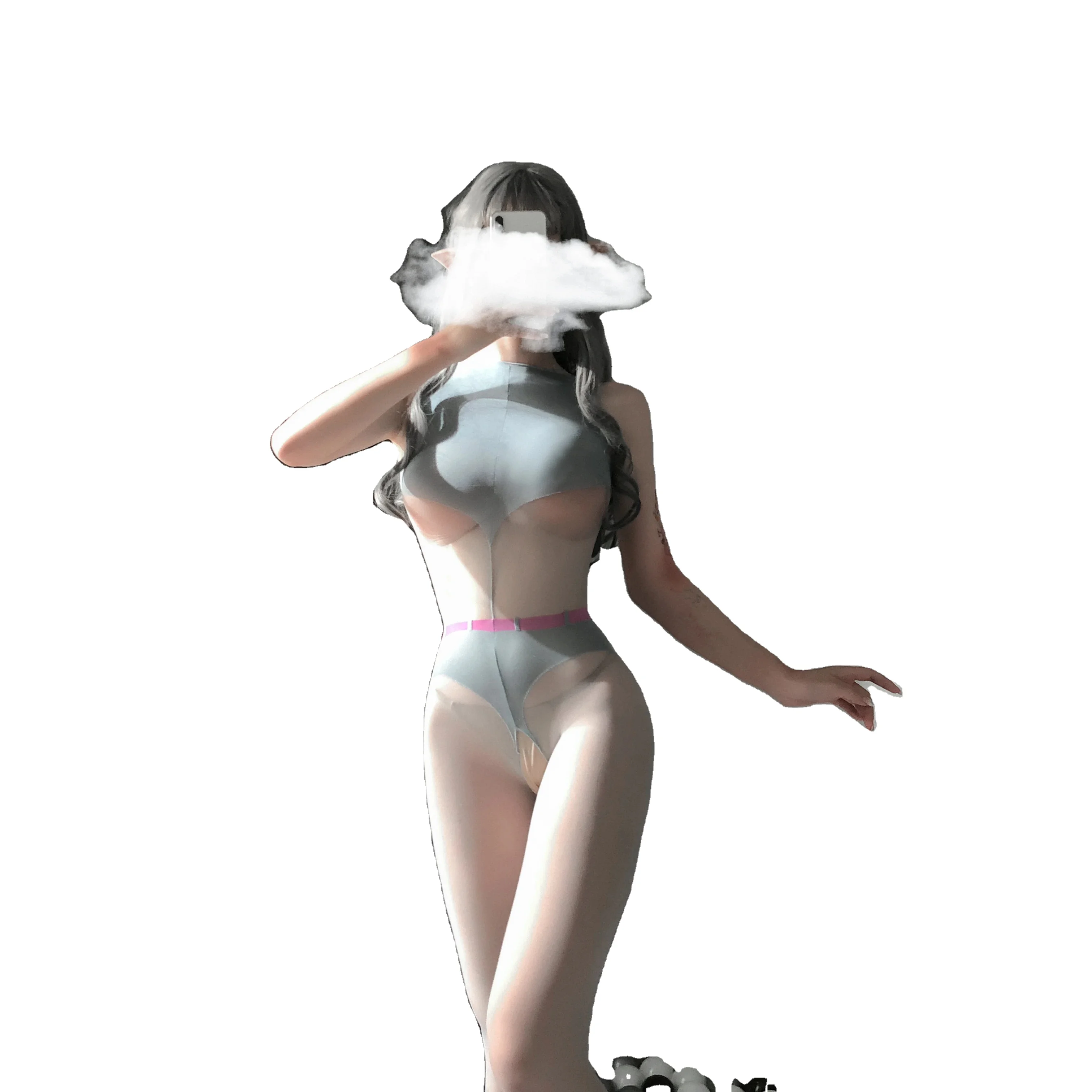 Sexy Women One-piece Cosplay Lingerie Hollow Out Sexy Tease  Feathers  Lingerie With Stockings Roleplay Fantasy Fetish