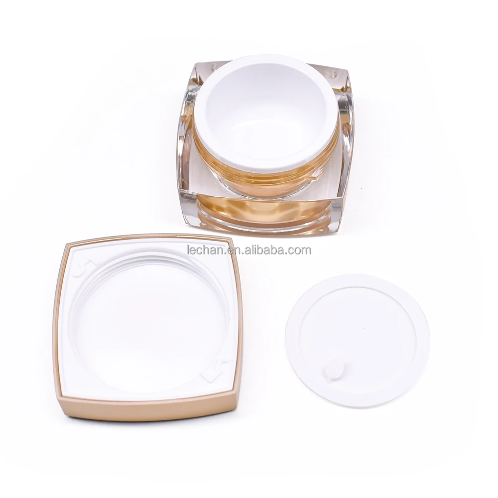 Fine workmanship 15g 20g 30g 50g Acrylic gold square jar face cream bottle eye cream jar