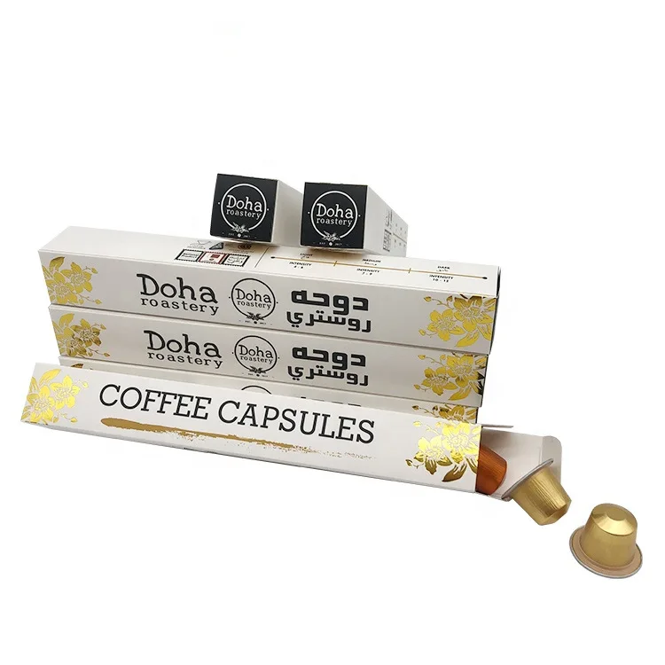 Cheap Wholesale Gold Foil Rectangle Environmental Friendly Recyclable Coffee Capsule Box Packaging