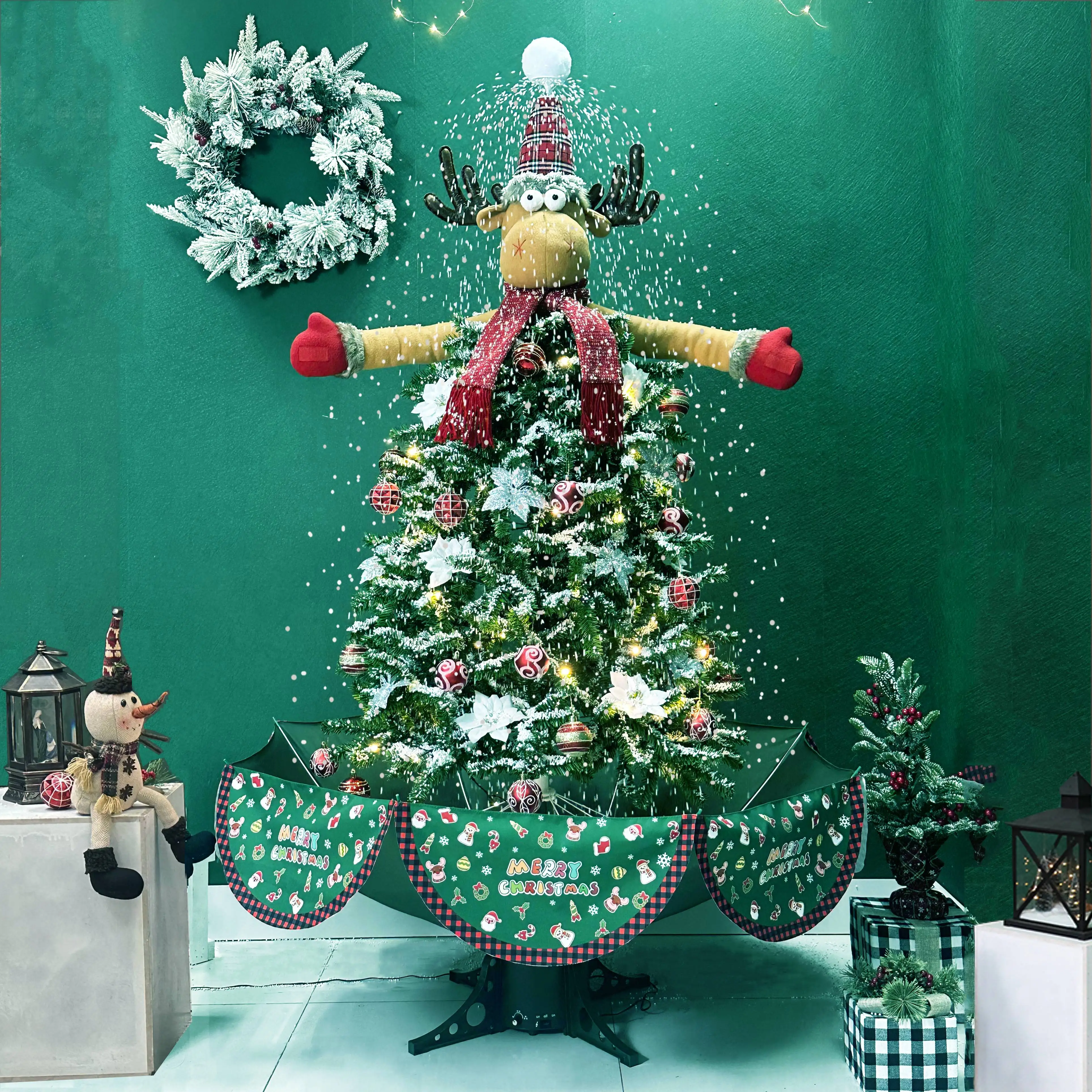 Snowing Christmas Deer Head Hugger Christmas Tree for Xmas Holiday Winter Party Supplies