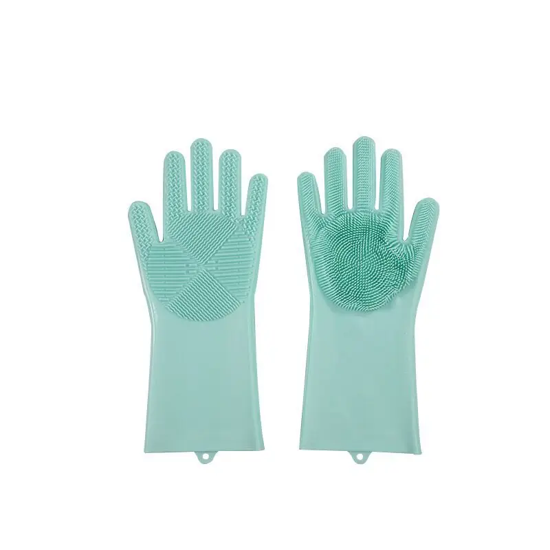 Kitchen Heat resistant gloves silicone magic Scrubber glove insulated dish washing