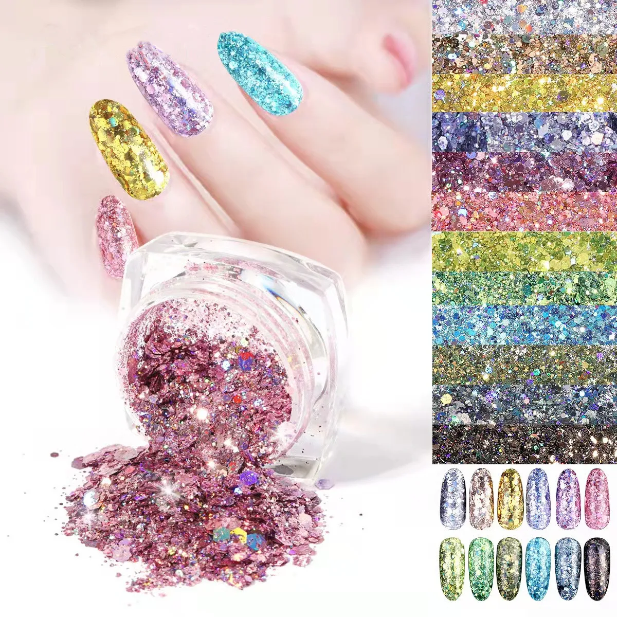High Quality Multicolor Loose Holographic Glitter Cosmetic for Women Eye Face Luxury Nail Sequins Eye makeup sequins