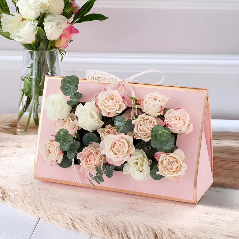 kraft paper folding hollow-out flower box Hand case card paper Floral packing boxes