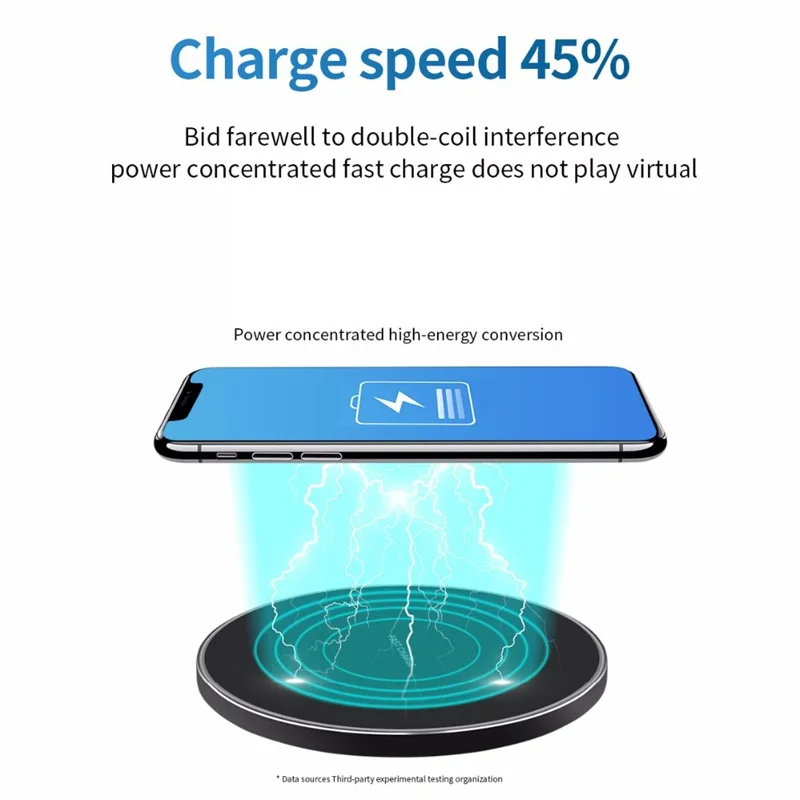 Portable LED 15W Fast Wireless Charging 10W Wireless Charger For Phone Quick Round Wireless Charger