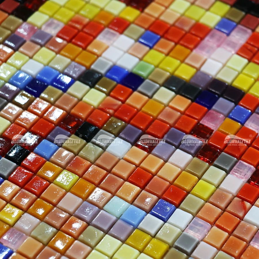 Factory Direct Supply Hotel Spa Building Materials Wall Decoration Glass Mosaic Art Tiles Swimming Pool