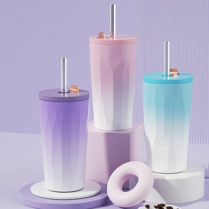 Camping double wall stainless steel 304 vacuum flask drinkware vaccum drink water bottle eco-friendly with Straw