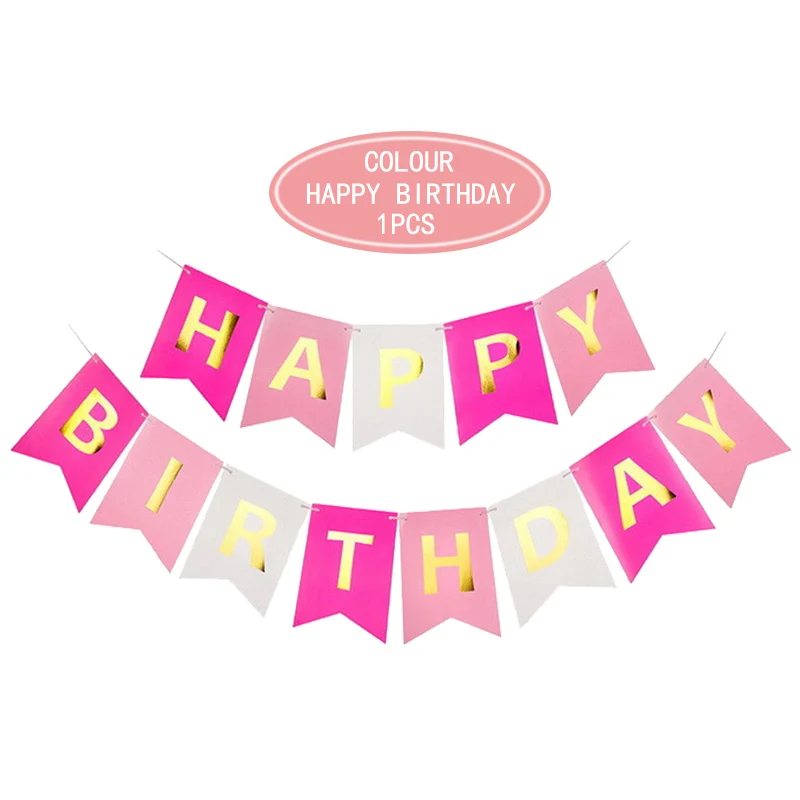 Black Happy Birthday Bunting Banner with Shiny Gold Letters Party Supplies