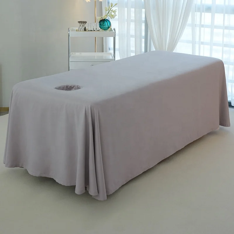 Soft microfiber massage table bed sheet cover set Spa Massage Table Elastic Fitted Flat Bed Sheet