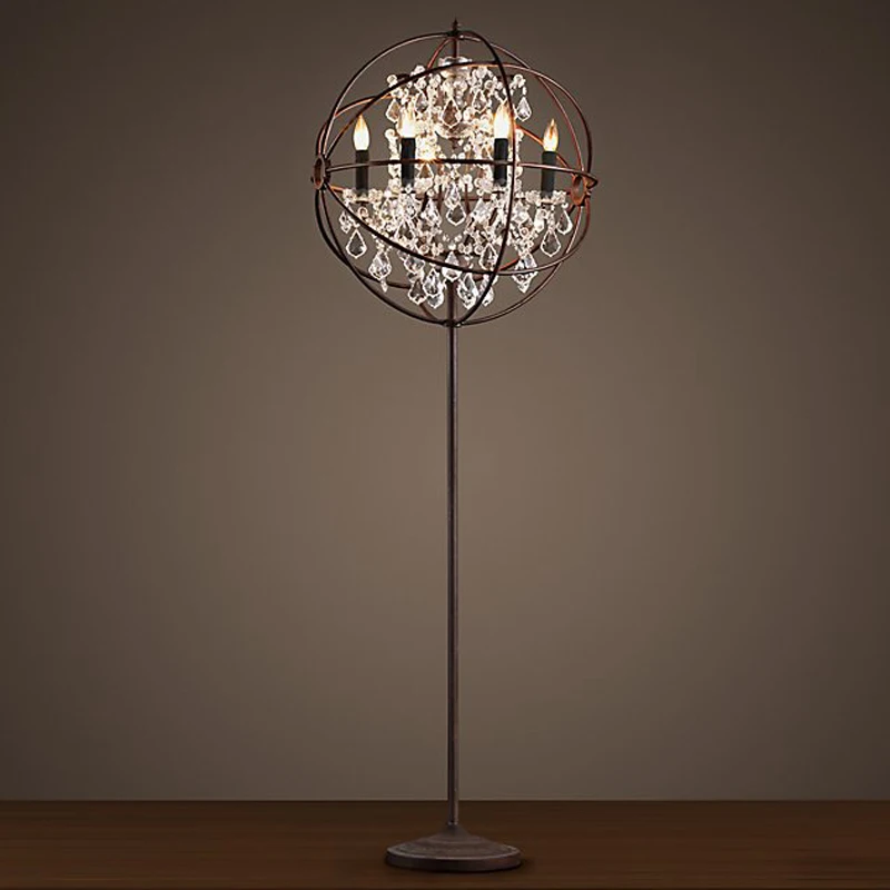 Loft industrial E14 candle rustic globe crystal ball big standing lamps home decor floor lamp modern designer floor lamp
