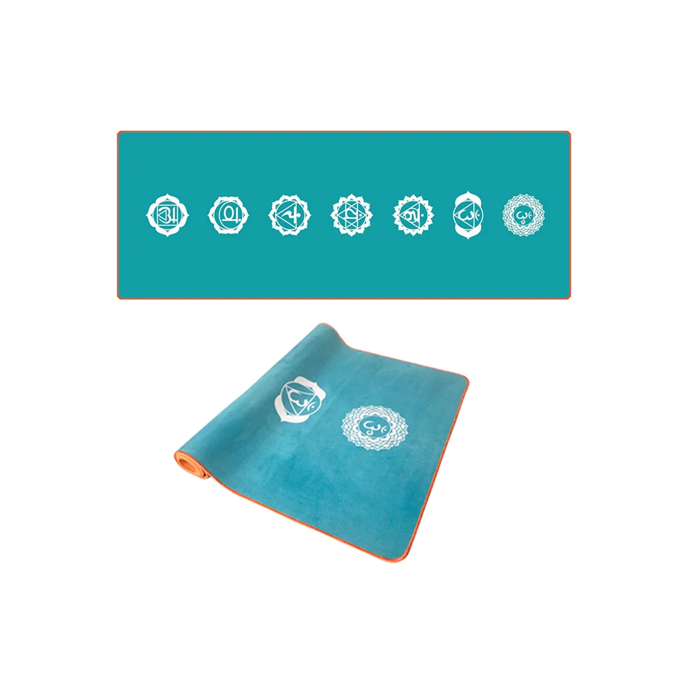 High Quality custom logo color printing  7 chakras rubber suede yoga mat