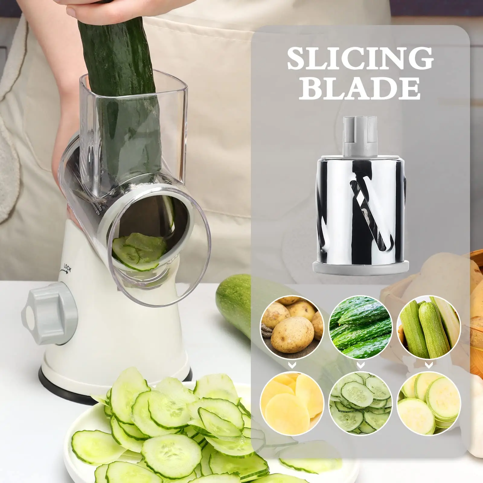 CF-25 Stainless Kitchen Rotary cheese grater electric chopper onion cutter Vegetable Grater with Potato julienne Cutter