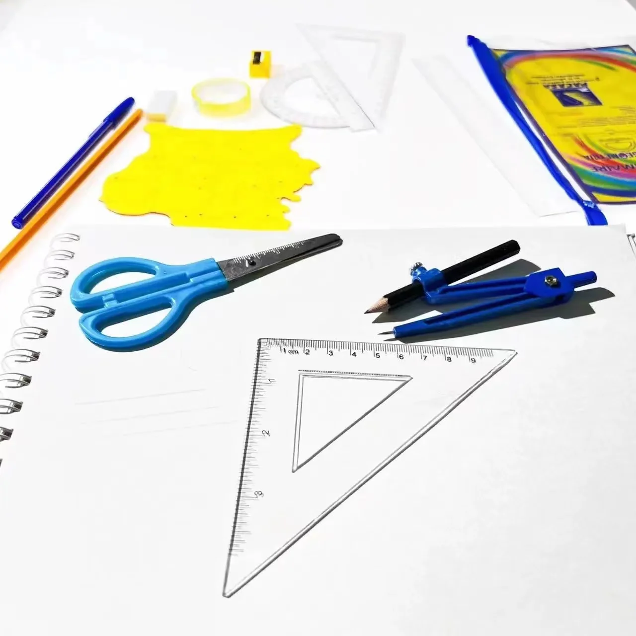 Africa student back to school  Geometric Pencil Sharpener Eraser Adhesive Tape Kids And School  Math Stationery Set