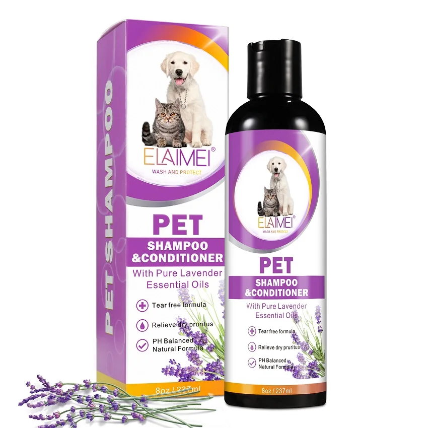 Custom Logo Pet Care Products Professional Lavender Groom Shampoo Korea Deep Cleansing Natural Pet Shampoo Conditioner