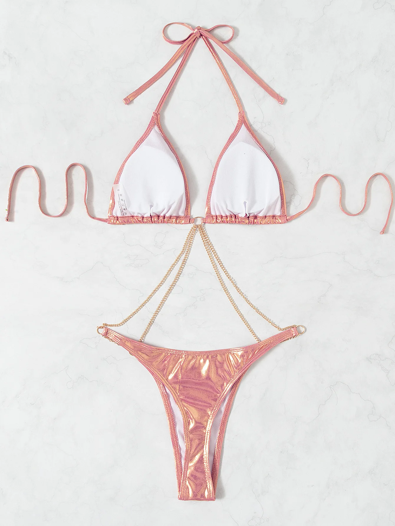 Luxury shiny   bikini pink bathing suits one-piece swimwear & beachwear