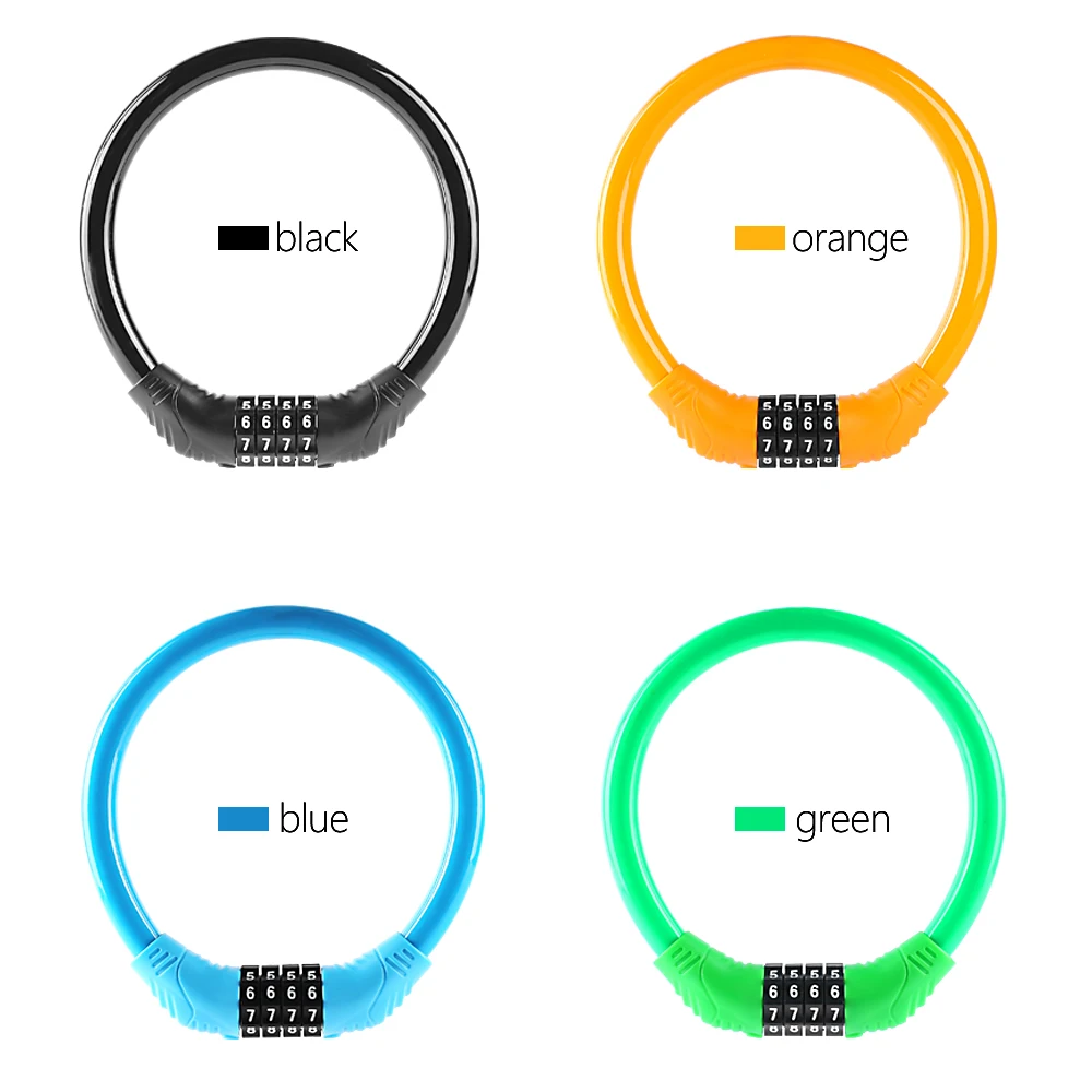  Bicycle Bike Lock 4-Digital Password Security Guard Against Theft Smart E-bike Chain Steel Wire Cable Cycling