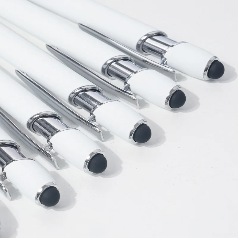 Custom solid white stylus pens Business Promotional Metal Aluminum Stylus Ball pen with LOGO engraved