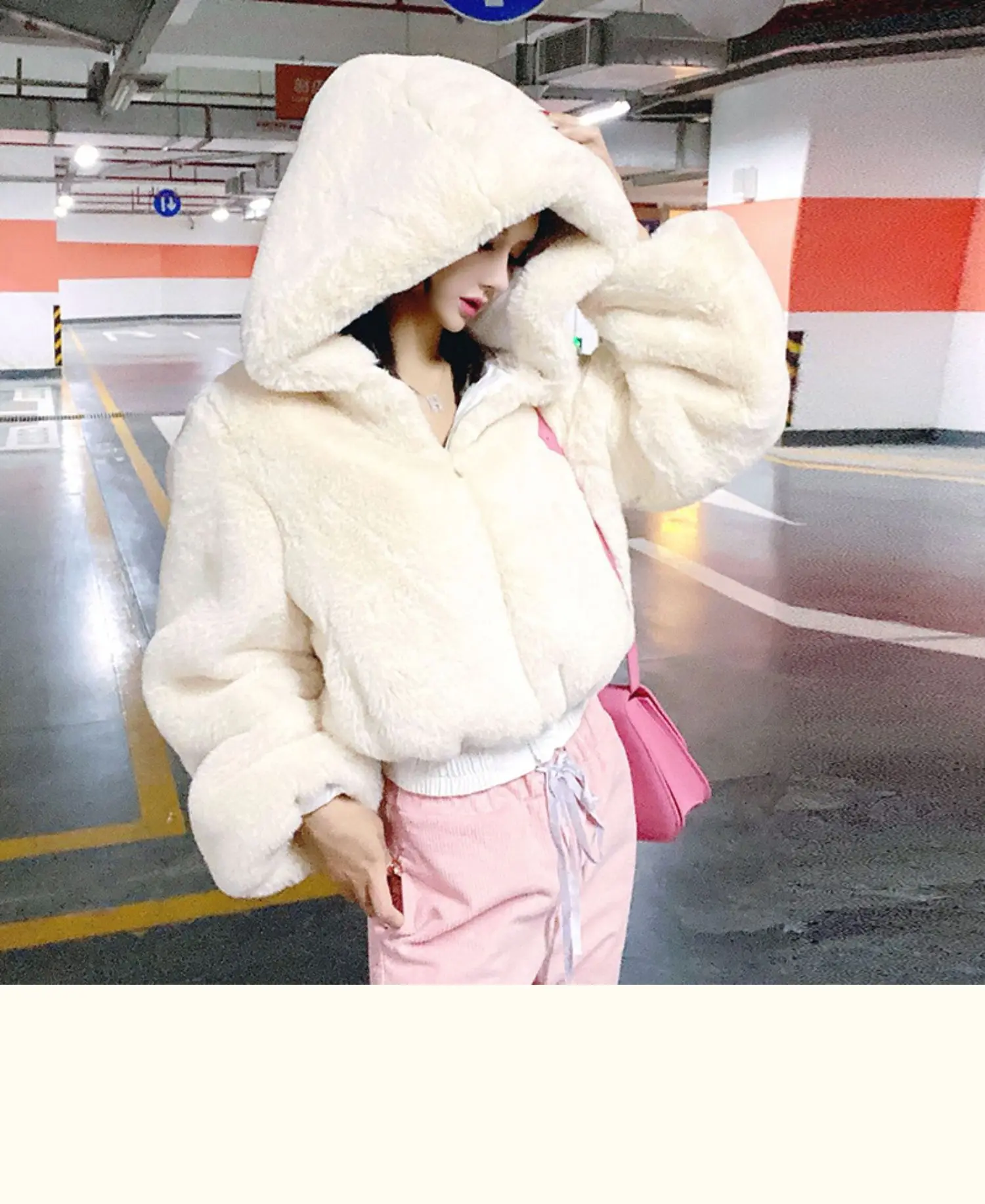 Winter Women Solid Streetwear Casual Zipper Long Sleeve Hooded Plush Warm Leather Coats Jacket With Fur