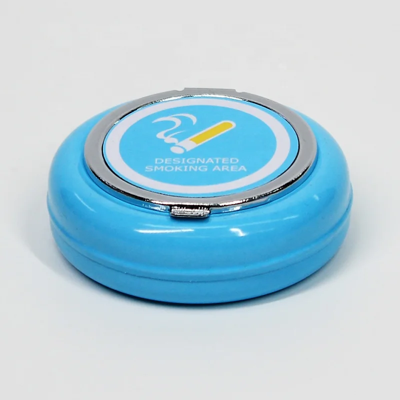 UKETA Custom logo Colorful Small Mini Tin Metal Design Pocket Cigarette Promotional Cheap Portable Ashtray