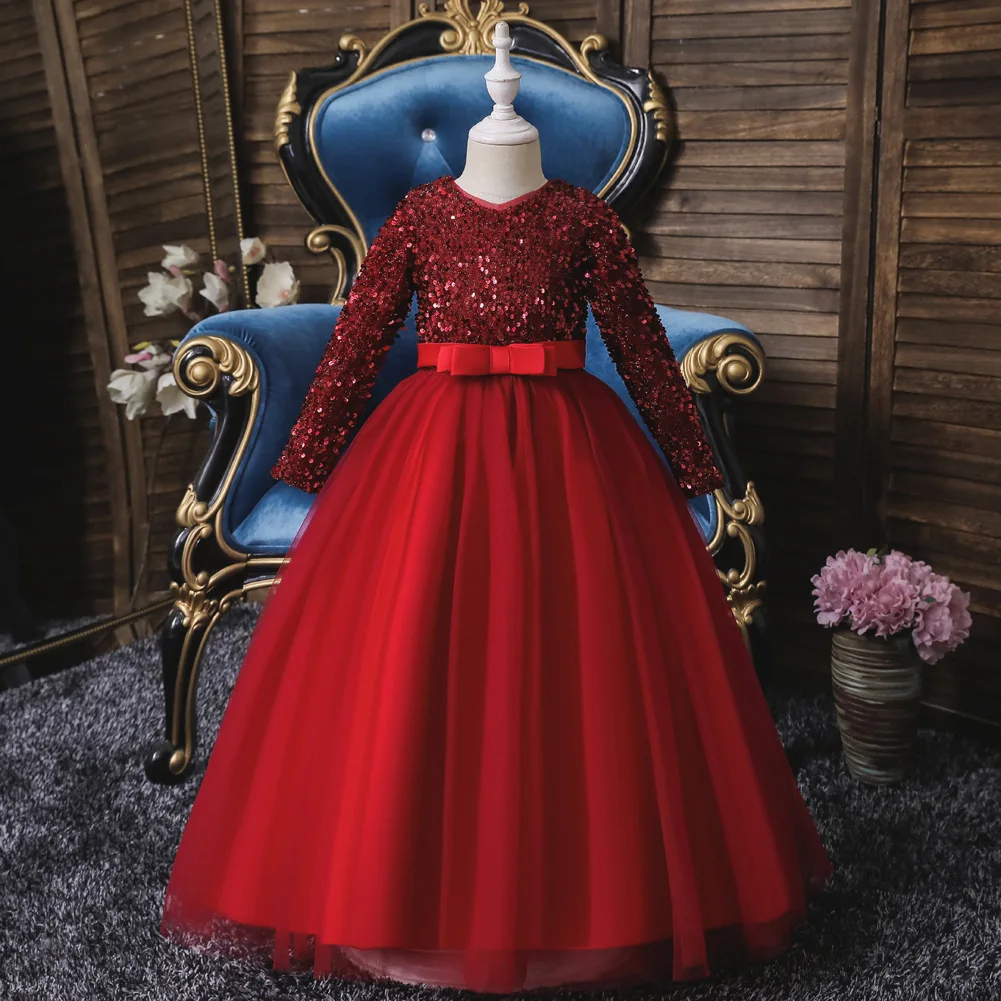 Новинка 2021, детское платье, юбка принцессы с бантом, кружевное платье для выступлений, платье для девочек, детская одежда для выступлений
