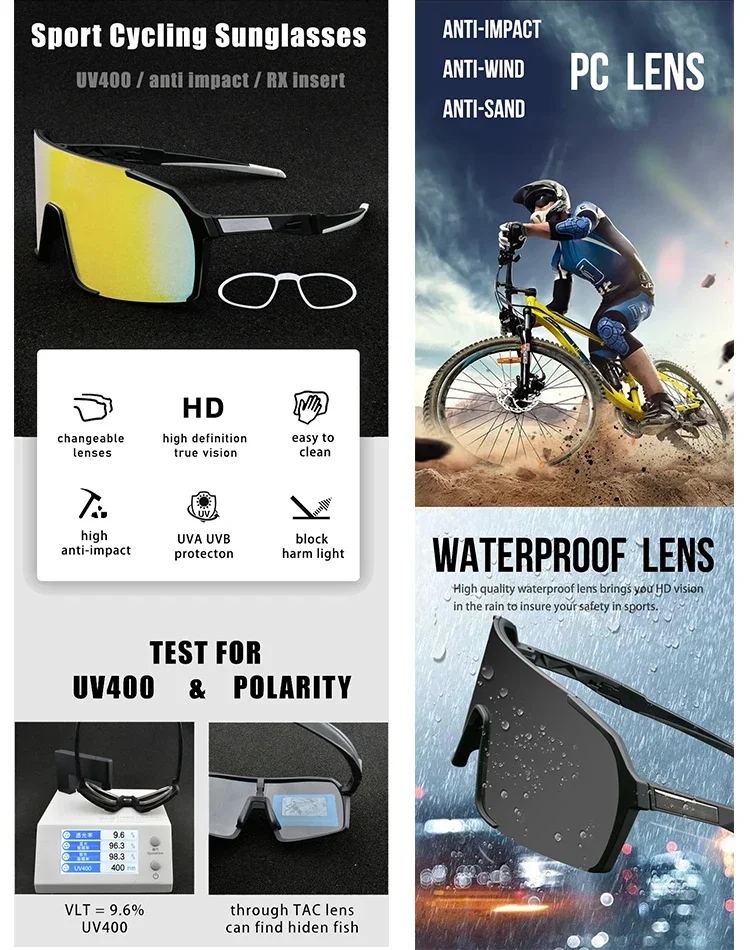 2023 New Design Wide Use UV400 Sport Sunglasses Men Cycling Sun glasses Outdoor Sports Sunglasses with original brand logo