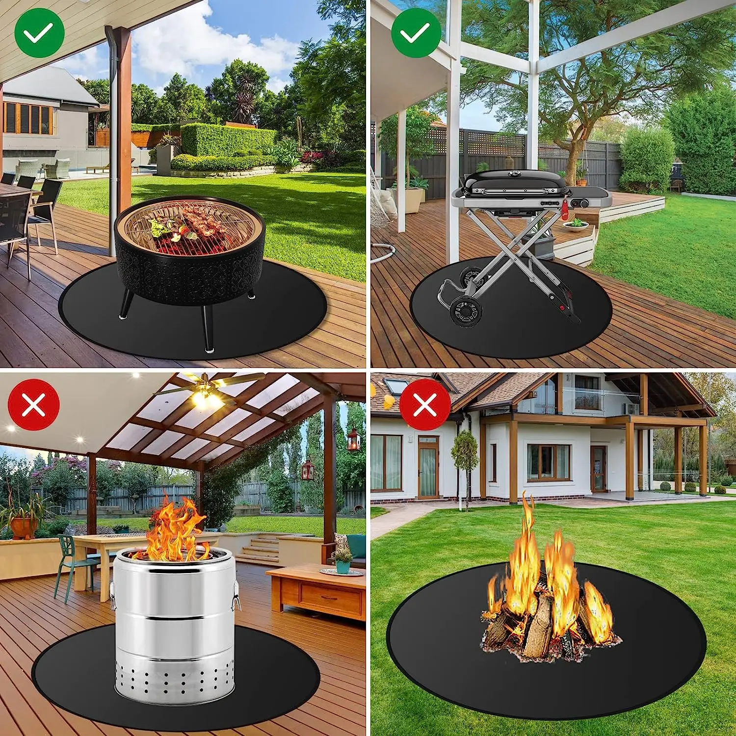 36' Round Fire Pit Mat,Fireproof Mat for Under Fire Pit, Grill Mat for Protector Deck