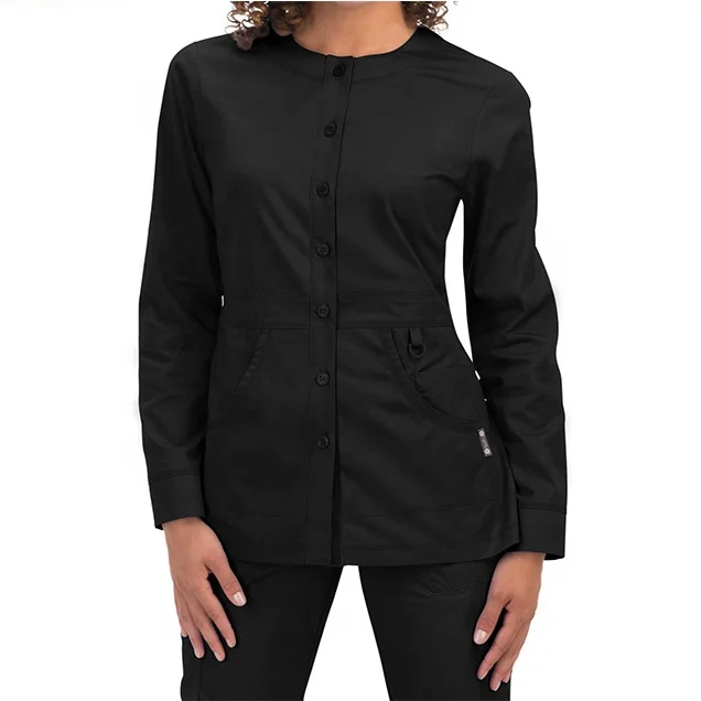 luxury fashion cheap scrubs uniform spandex long sleeve scrub top medical nurse jacket medical scrubs