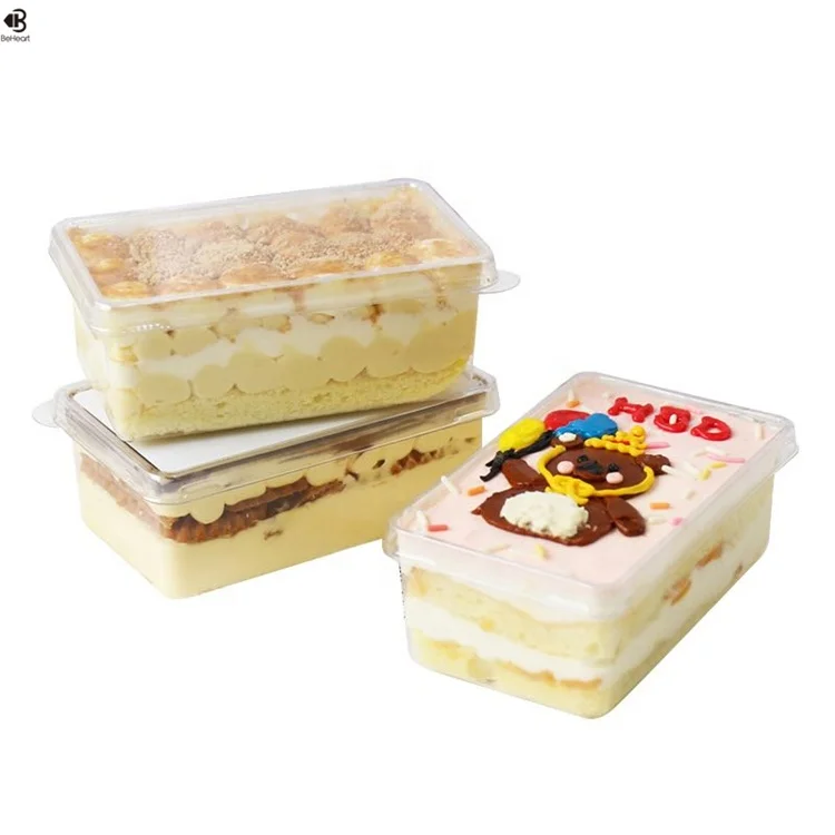  Beheart Diy прозрачная упаковка для десертов пекарни Tiramisu прямоугольная пластиковая коробка муссов и