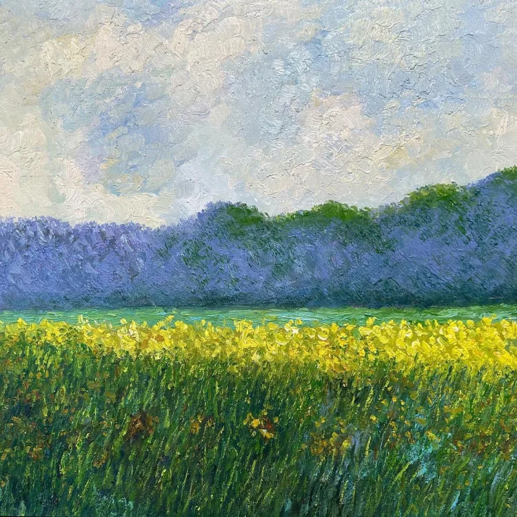 Landscape Framed Canvas Wall Art,Summer Oil Painting Wall Art,Nature Wilderness Scenery Paintings Wall Decoration for Bedroom