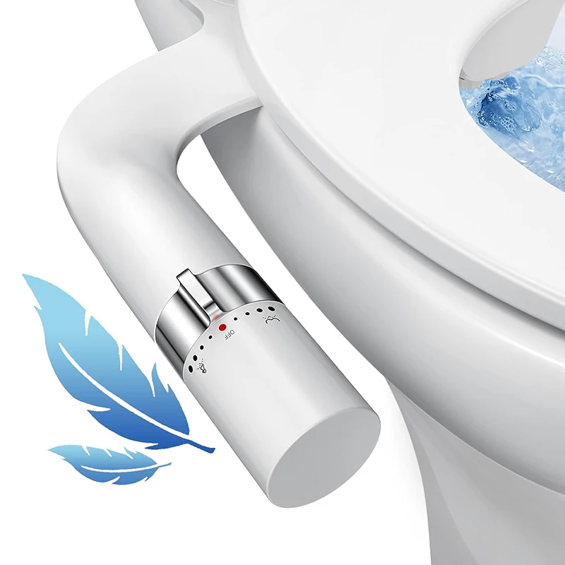 Bathroom Cold Water Non-Electric Ultra-Slim Dual Nozzle Retractable Bidet Attachment for Toilet Seat