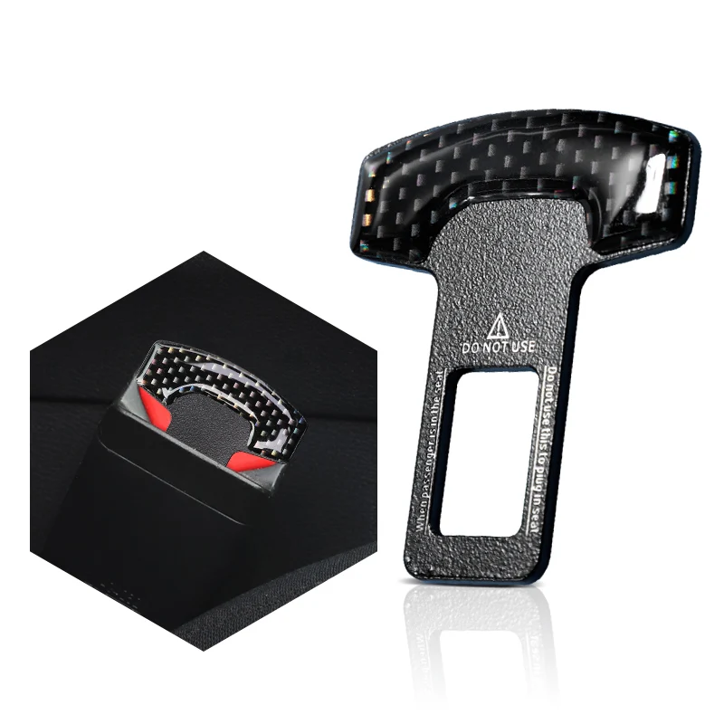 Safety Belt Buckles Real Carbon Fiber Car Seat Alarm Canceler Stopper Plug Buckle Seat belt Clip Car Safety Belt Extender