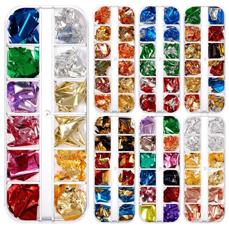 Manicure Rose Silver Gold Colorful Nail Foil Paper Irregular Nail Glitter Sequins Foil Aluminum Foil Paper Nail Art Decorations
