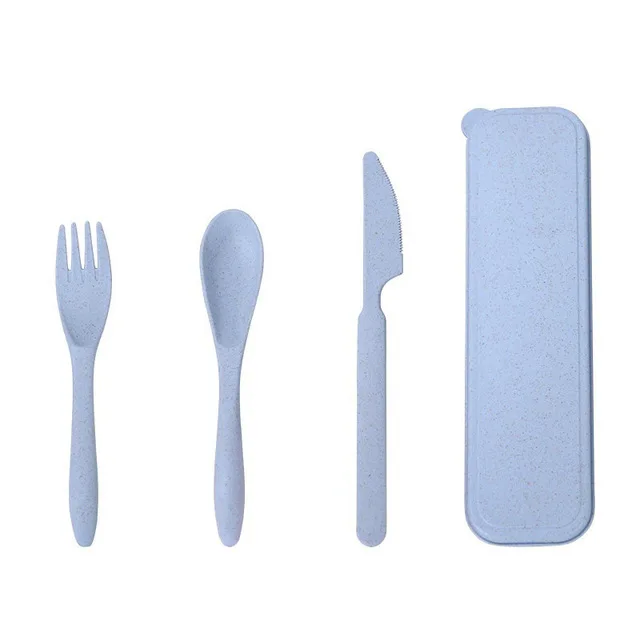 3pcs/set Travel Cutlery Portable Wheat Straw Knife Fork Spoon Student Reusable Camping Biodegradable Cutlery