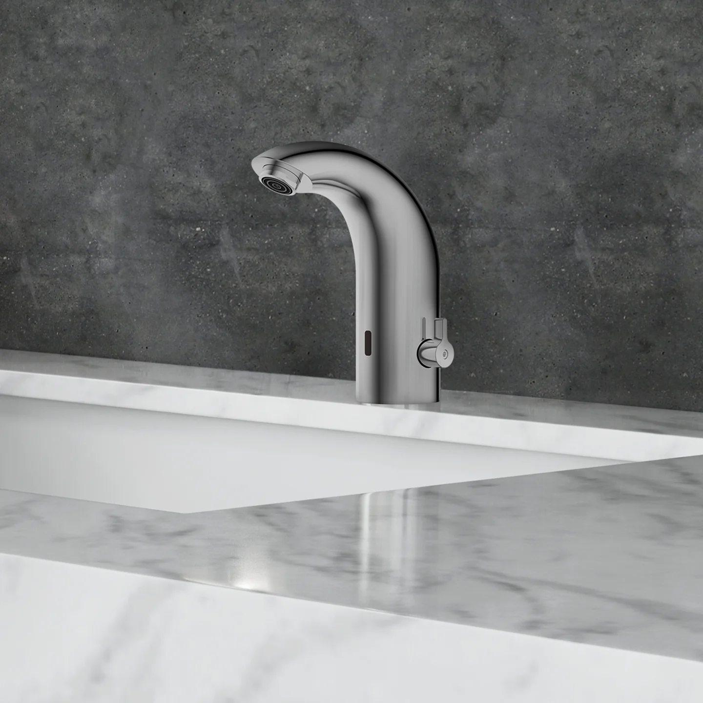 Control Box and Temperature Mixer, Battery or Plug-in Sensor, Chrome Finished Automatic Touchless Bathroom Sink Faucet