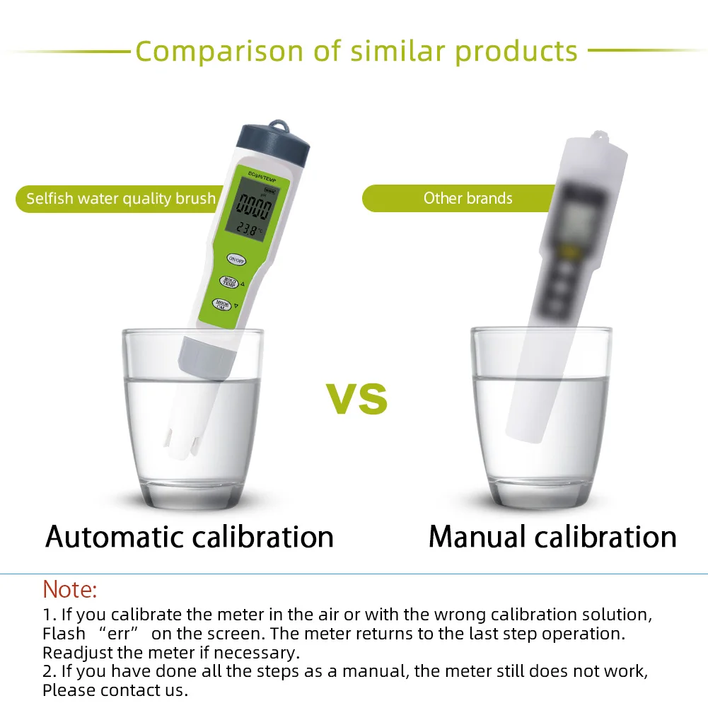 3 in 1 Ph/ec/temp test meter ph meter ec water quality test pen with backlight